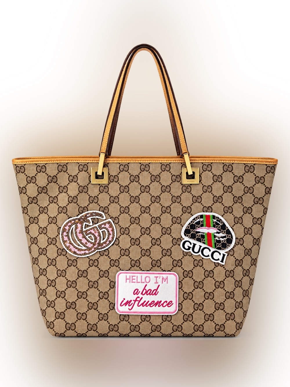 Gucci GG Canvas Small Tote Custom GG Applique authentic w/COA